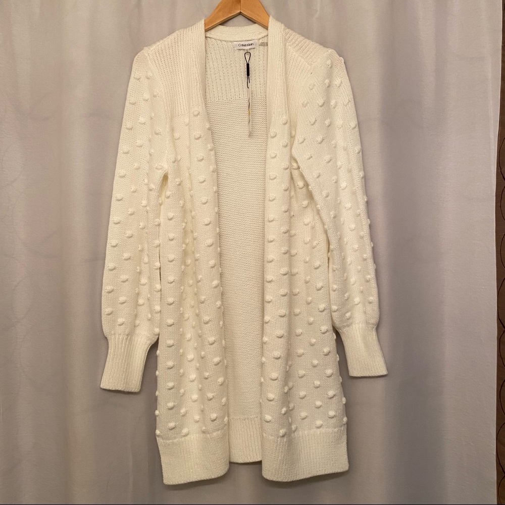 ‼️Long white open sweater | Calvin Klein